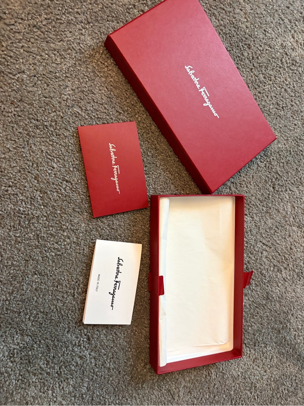 Salvatore Ferragamo Red and White Branded Gift Box Set